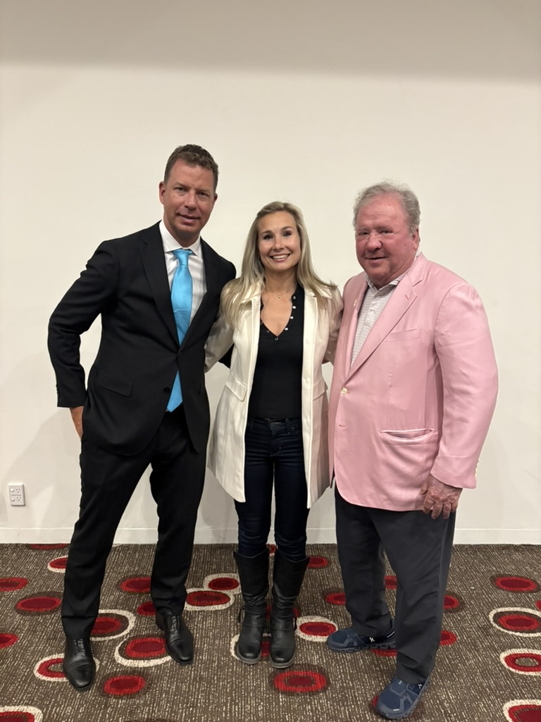Sarka with Tim Gannon, Co-Founder of Outback Steakhouse, and JT Foxx